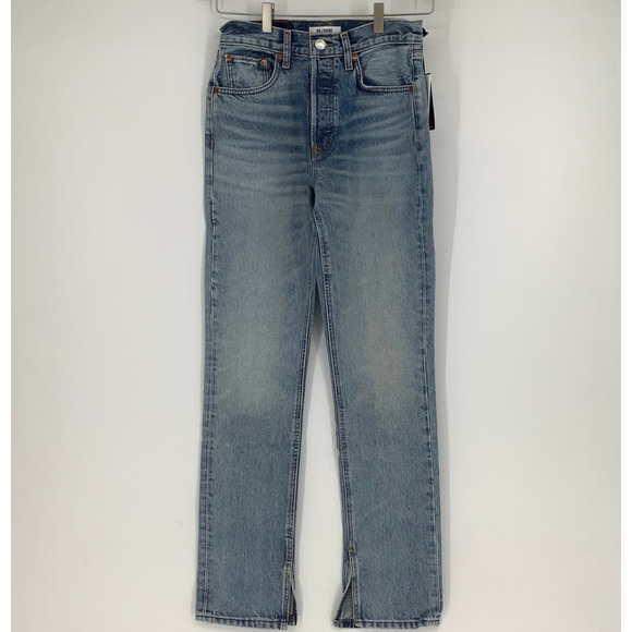 NEW! RE/DONE Size 26 70s High Rise Skinny Boot Cut Opal Indigo Jeans $315 I9-14 - Picture 2 of 10